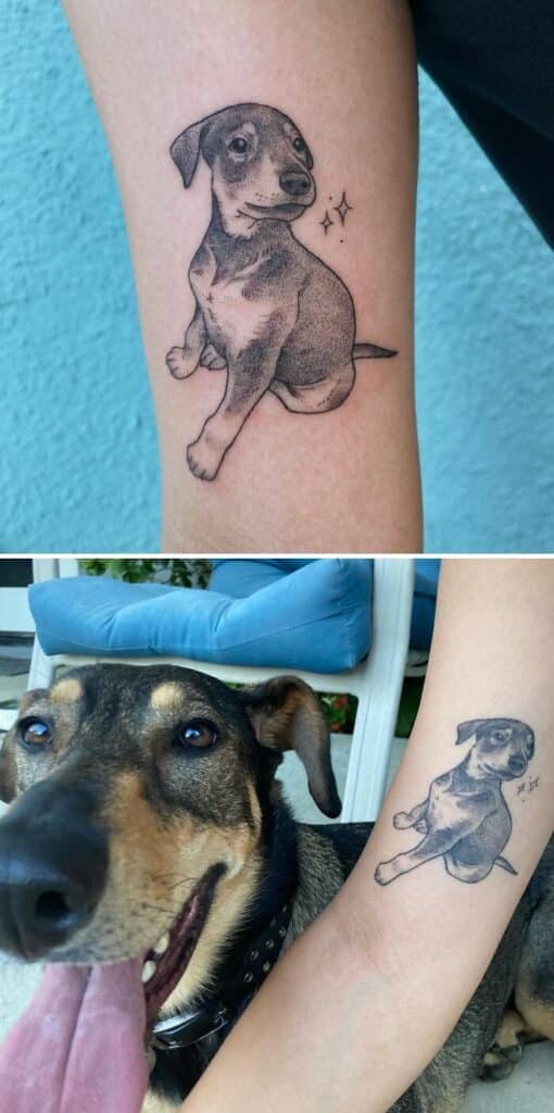  Dog As A Puppy Tattoo