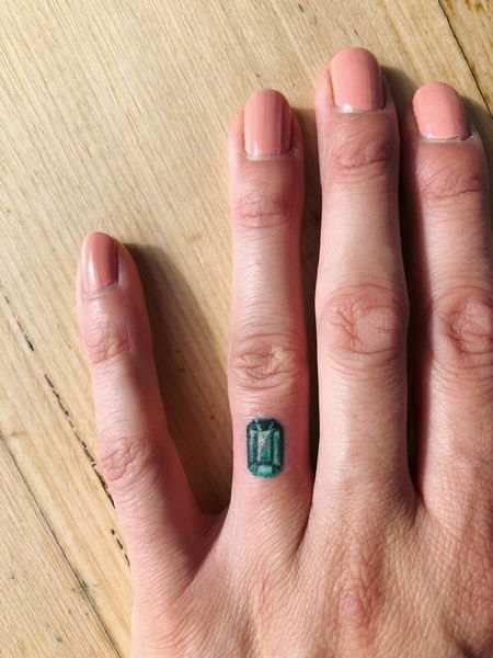 Emerald Tattoo Design on the Finger