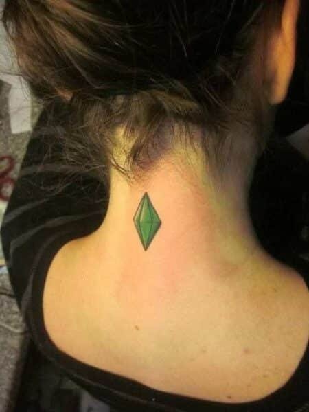 Emerald Tattoo Design on the Nape of the Neck