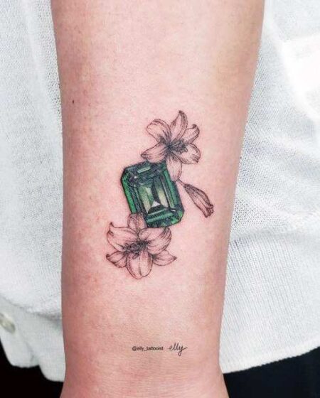 Emerald Tattoo Design With Flowers