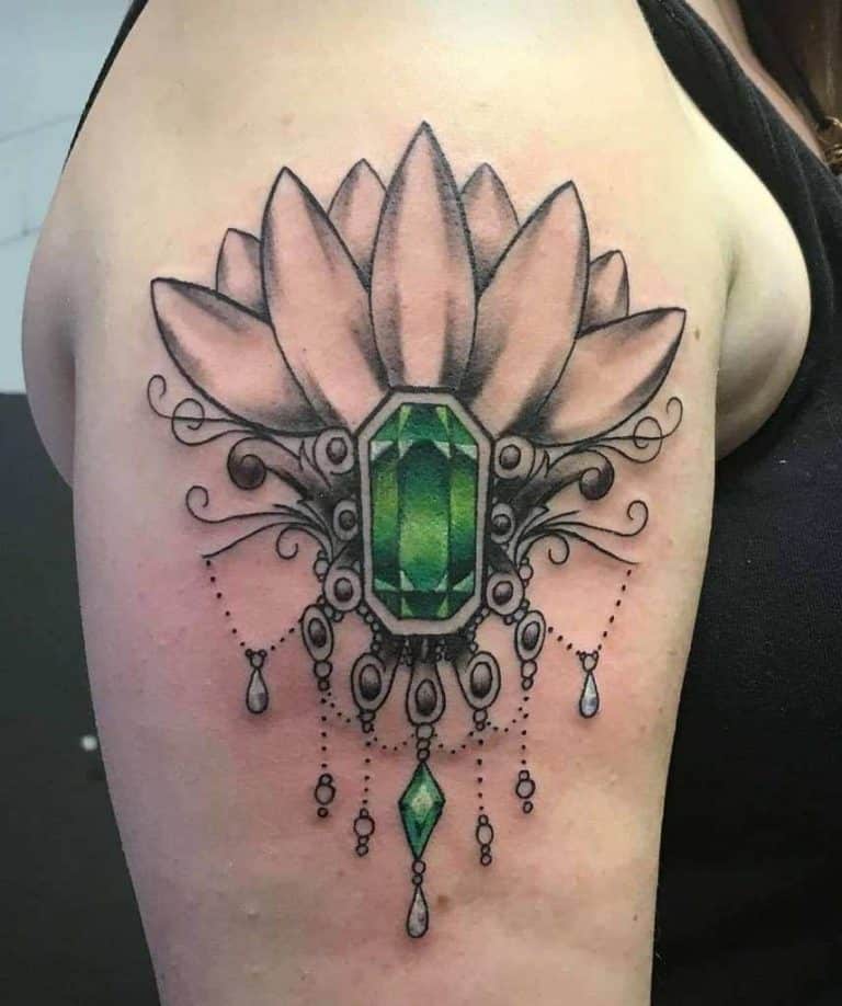 Emerald Tattoo Design With Lotus