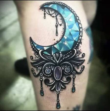 Emerald Tattoo Design With Moon