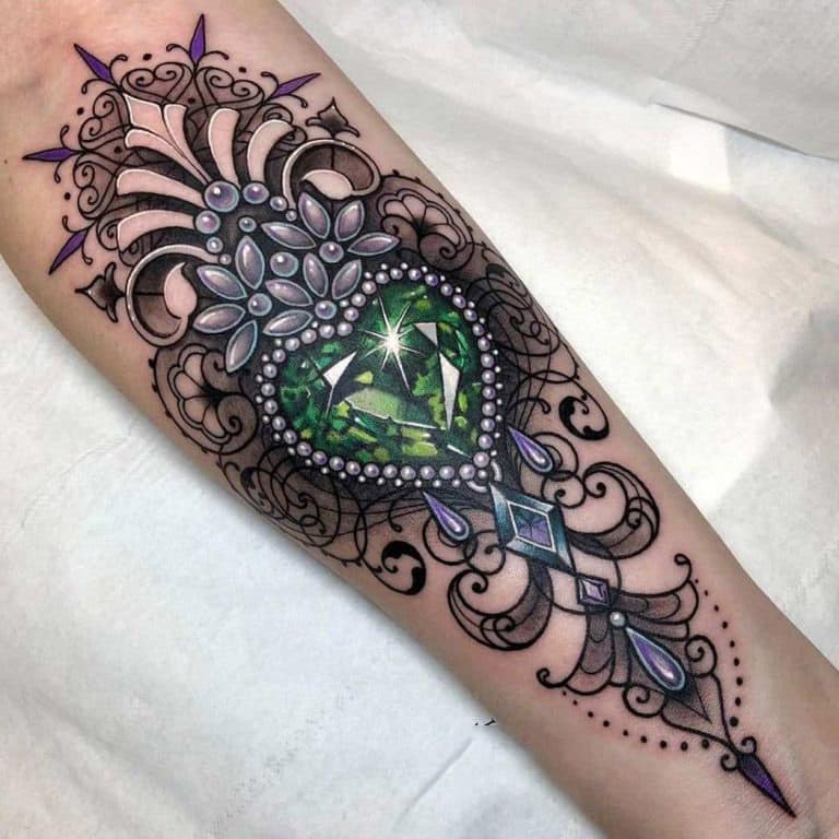 Heart Emerald Tattoo Design