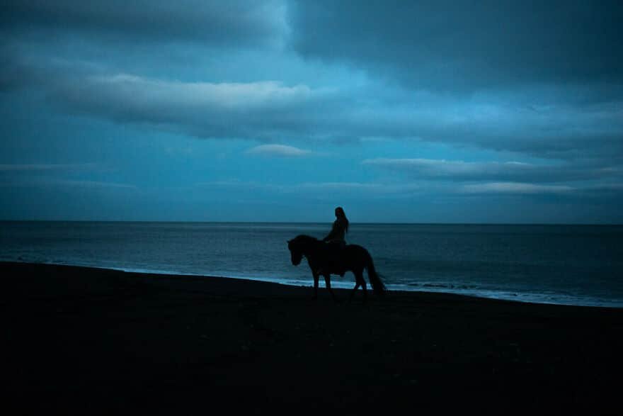 Midnight Ride On Seaside With This Horse