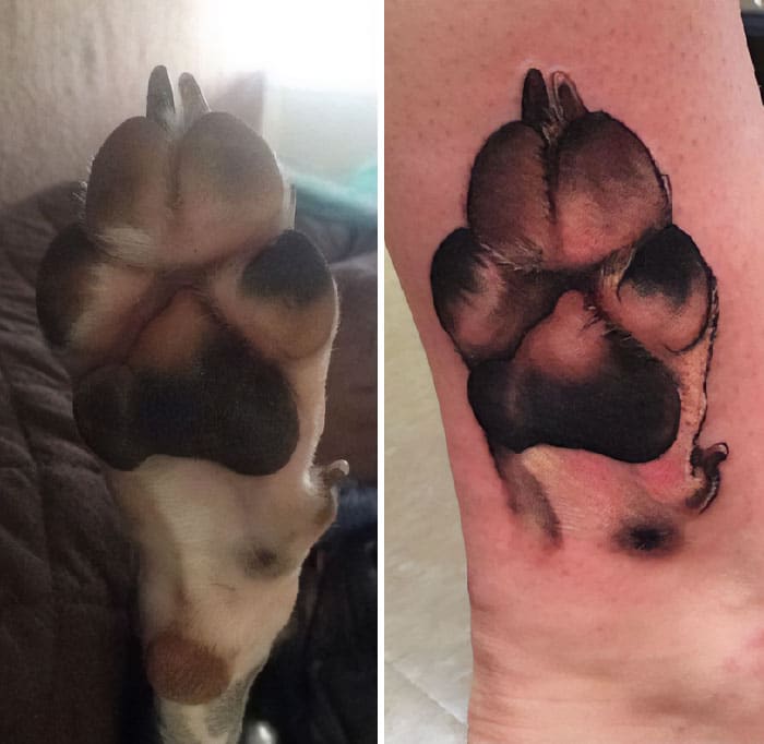 My Favorite Tattoo, Always. A Realistic Portrait Of My Dogs Paw. Forever, And Always My Heartbeat At My Feet